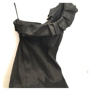 Black Rayon dress with Flower to Left shoulder